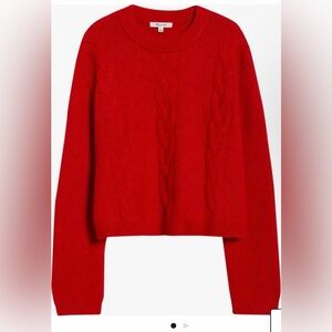 Madewell CloudSoft Red Cable Crewneck Sweater